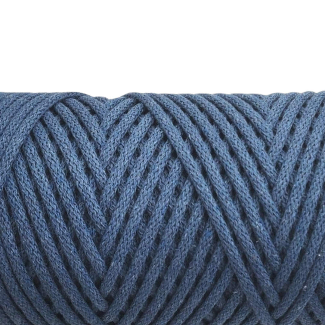 Macrame Spaghetti cCorda braided 4mm colore jean denim - cotone per borse e uncinetto filato per macrame e uncinetto