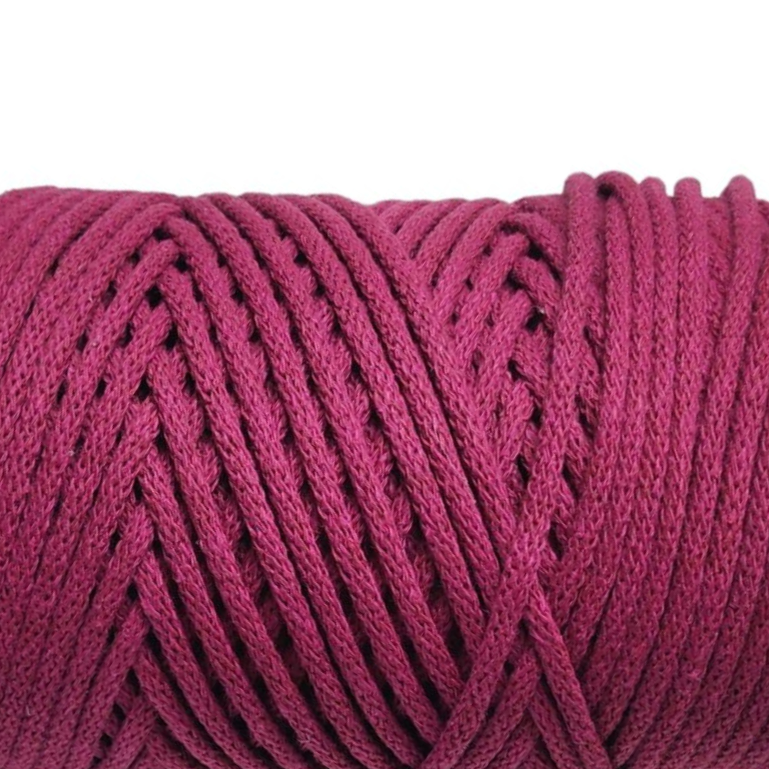 Macrame Spaghetti corda braided 4mm colore magenta - per borse e accessori vivaci uncinetto e macrame