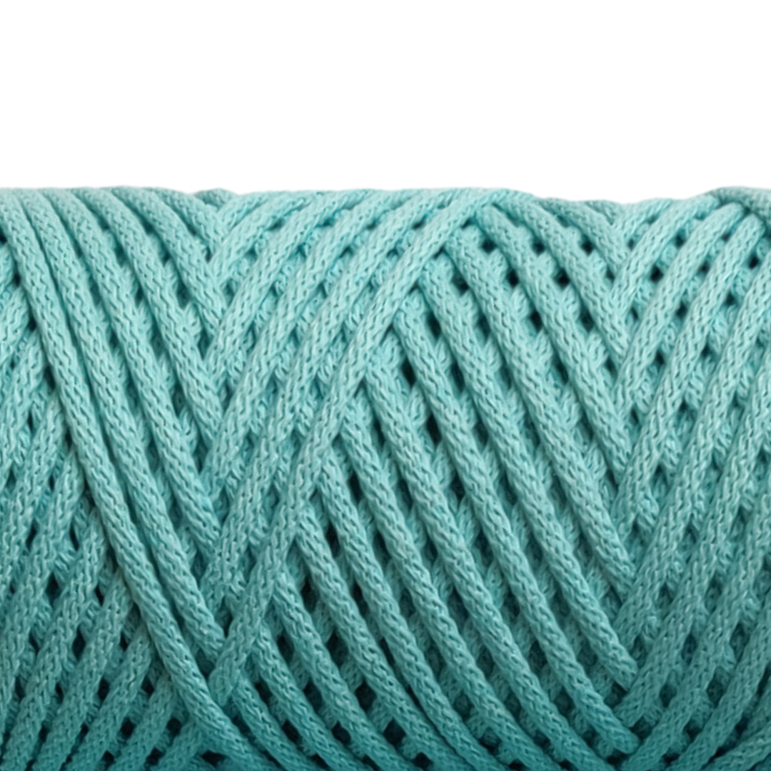 Macrame Spaghetti corda 4mm braided colore tiffany menta - bobina per borse e cestini uncinetto e macrame
