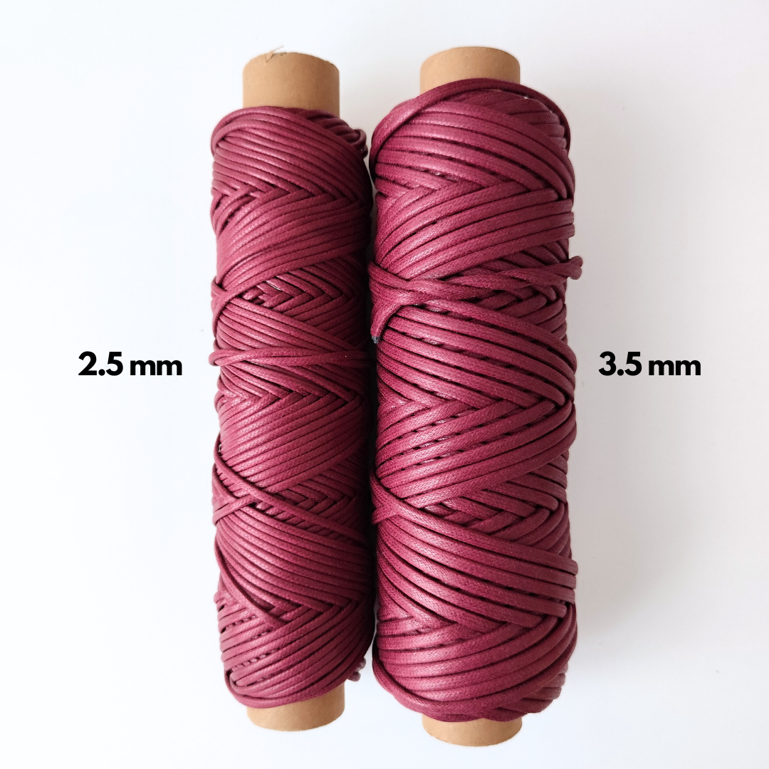 Cordoncino cerato in cotone | Bordeaux 2.5 mm, 3.5 mm 