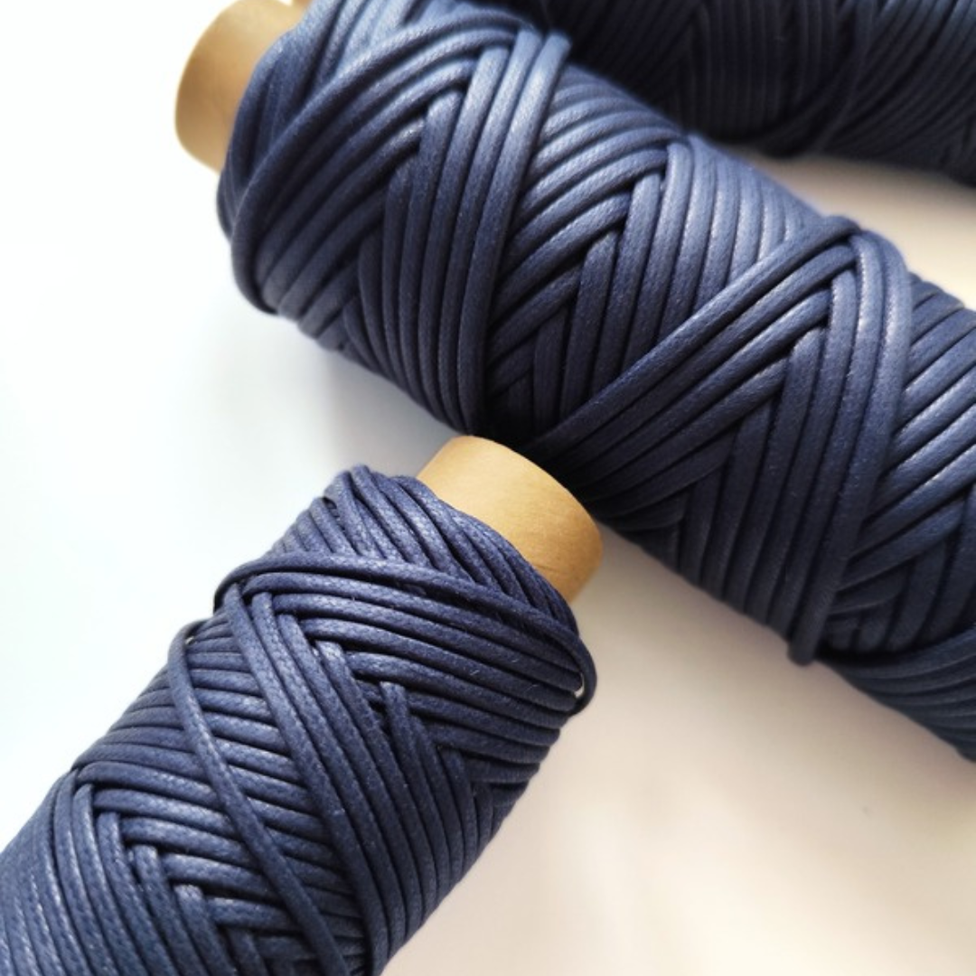Cordoncino cerato in cotone | Rosso Classico & Blu Scuro 2.5 mm, 3.5 mm 