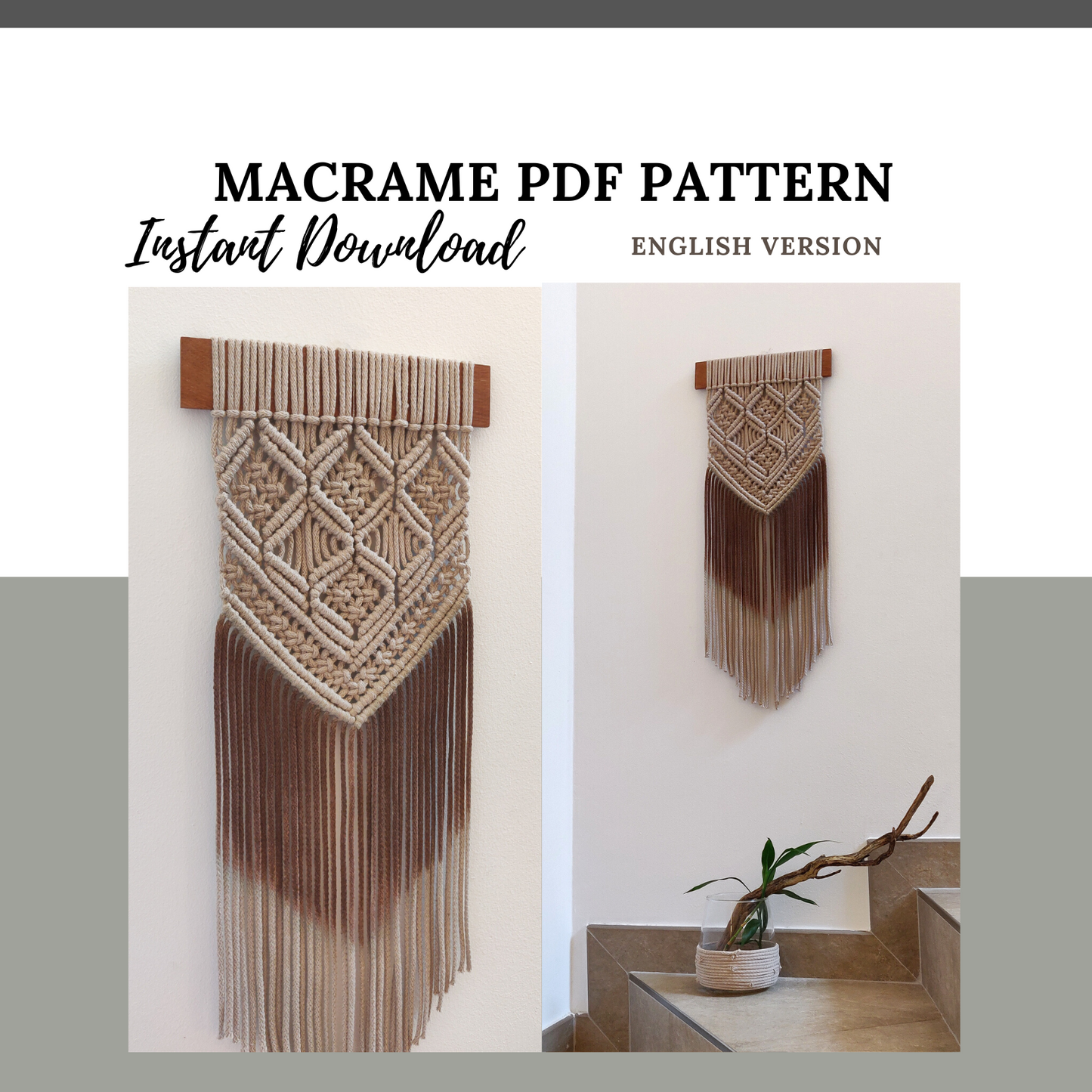 Macrame Wall Hanging Pattern "Venice"- PDF Download - ENGLISH