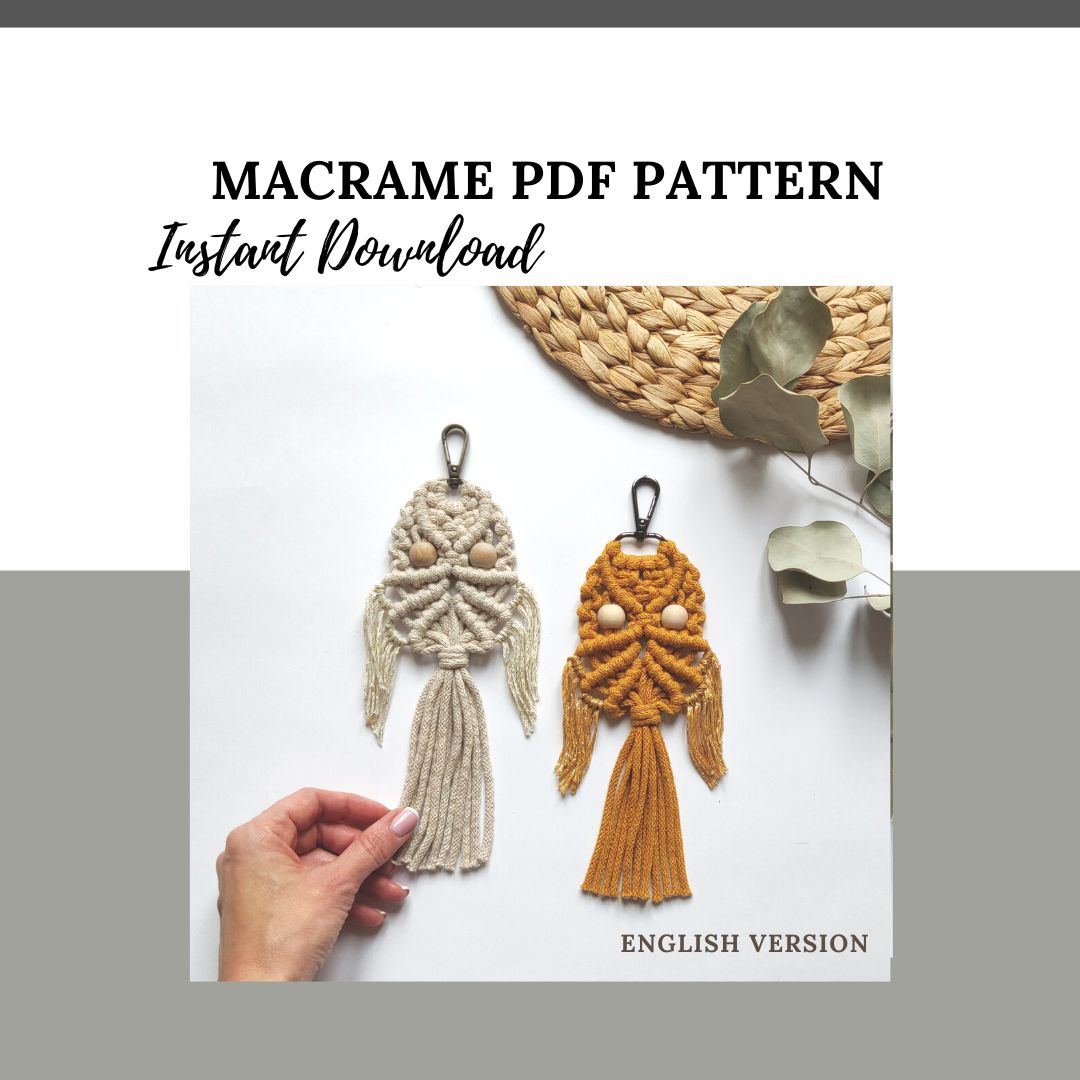 Macrame Pattern - Download PDF - Portachiavi Mini Gufo - INGLESE