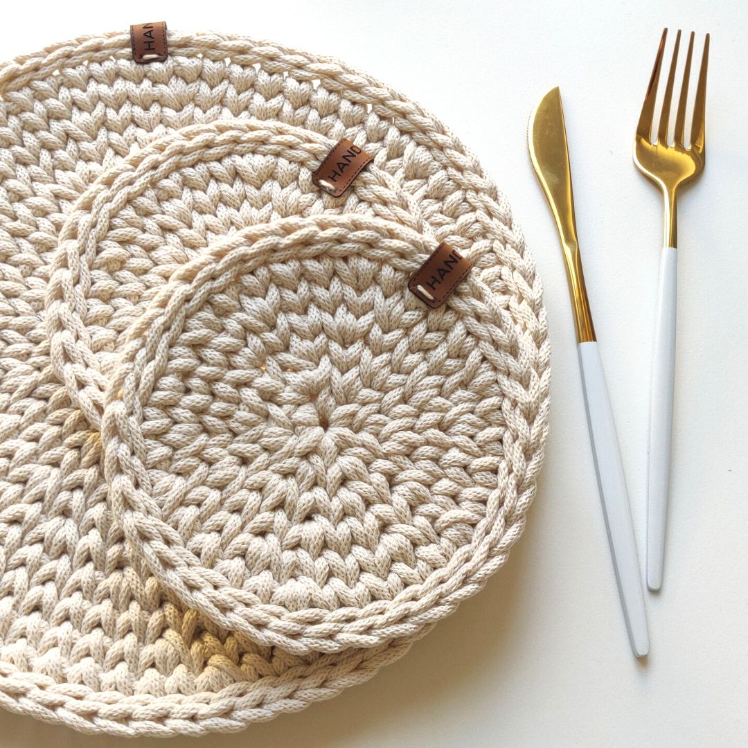 Crochet Placemat and Coaster - Written Pattern in ENGLISH with Video Tutorial