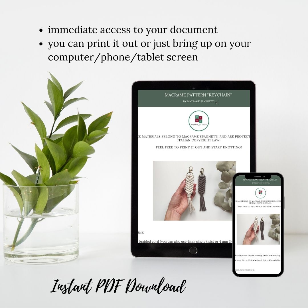 Macrame Pattern - PDF Download - Keychain - ENGLISH