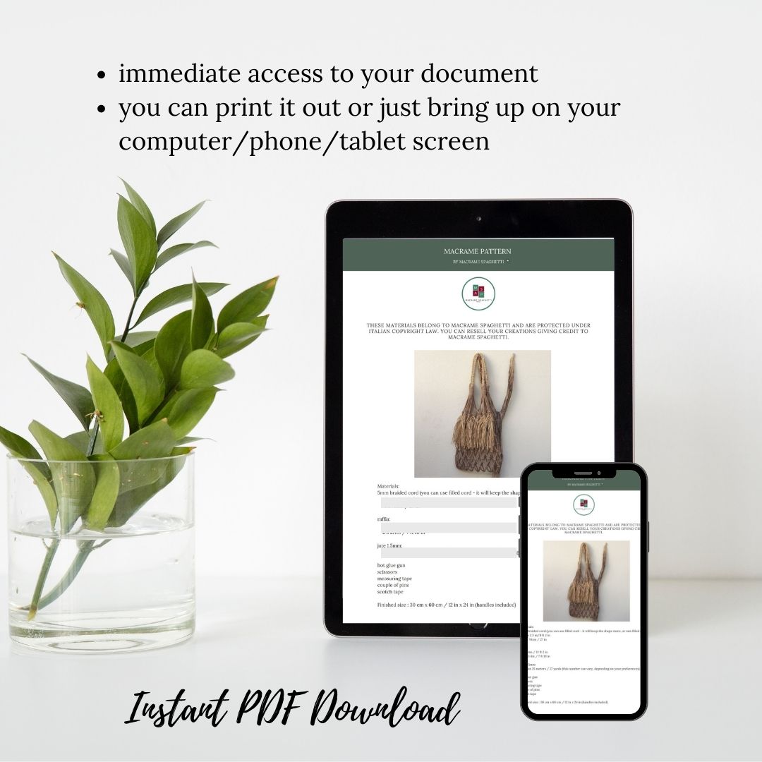 Macrame Shopper Bag Pattern - PDF Download - ENGLISH